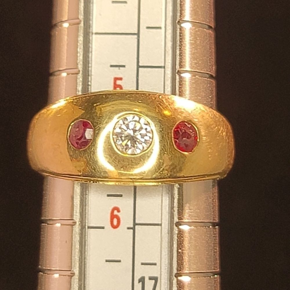 Marked ~ 14k GOLD ~ Natural Diamond 💎 & 2 Nice (Natural ?) Rubies ~ 5 grams Tot - Picture 14 of 16